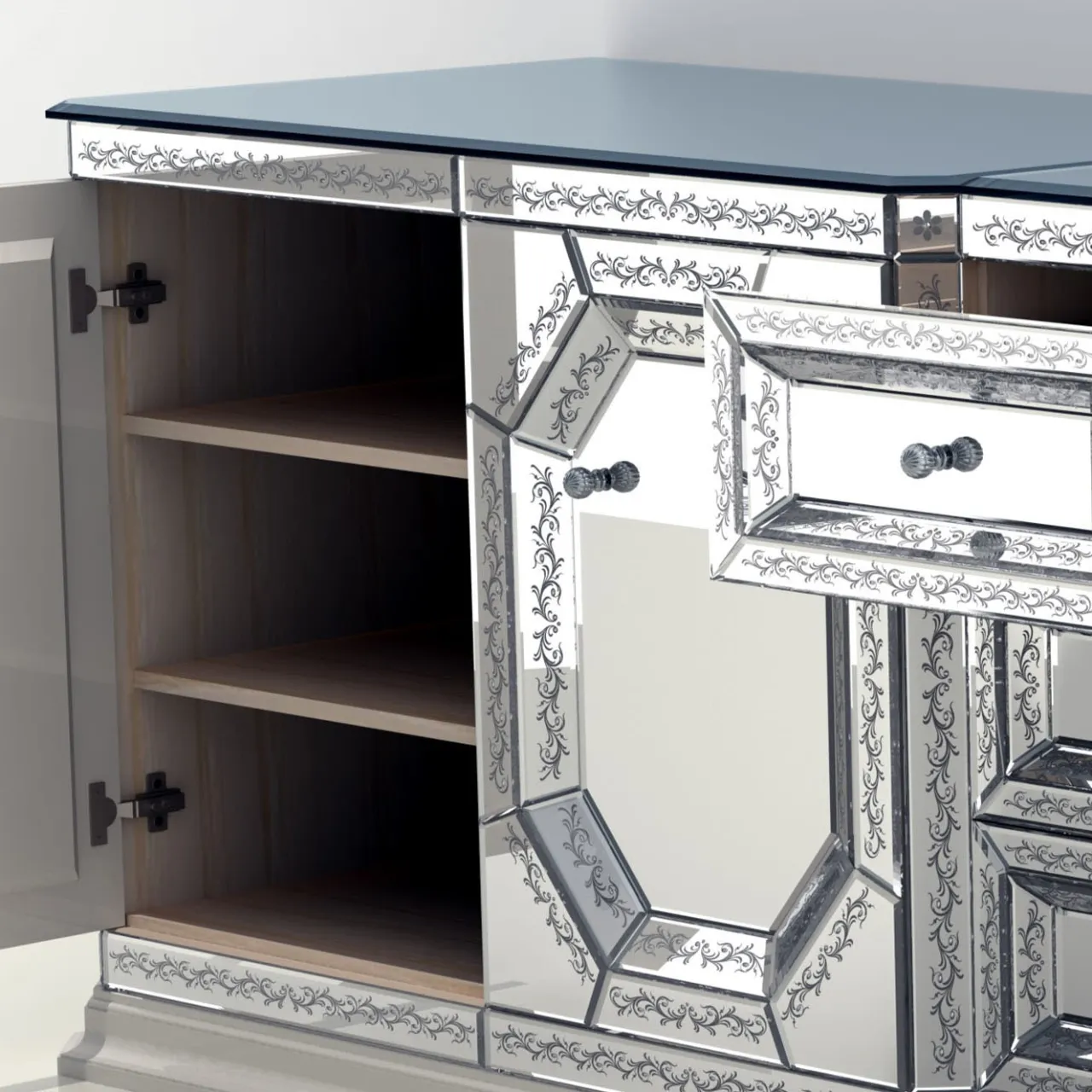 Credenza in vetro di Murano Venere Silver*Fratelli Tosi