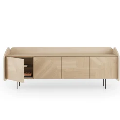 Credenza INTARSIO cipria lucido con scocca in rovere naturale intarsiata a mano*Morica Design Clearance