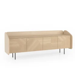 Credenza INTARSIO cipria lucido con scocca in rovere naturale intarsiata a mano*Morica Design Clearance