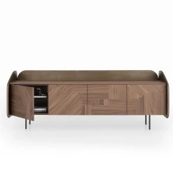 Credenza INTARSIO laccata bronzo ossidato con scocca in noce canaletto intarsiata a mano*Morica Design Clearance