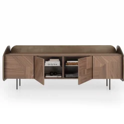 Credenza INTARSIO laccata bronzo ossidato con scocca in noce canaletto intarsiata a mano*Morica Design Clearance