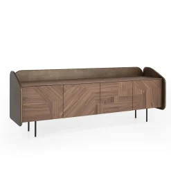Credenza INTARSIO laccata bronzo ossidato con scocca in noce canaletto intarsiata a mano*Morica Design Clearance