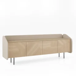 Credenza INTARSIO laccata marmorino con scocca in rovere naturale intarsiata a mano*Morica Design New