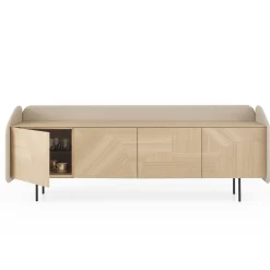 Credenza INTARSIO laccata marmorino con scocca in rovere naturale intarsiata a mano*Morica Design New