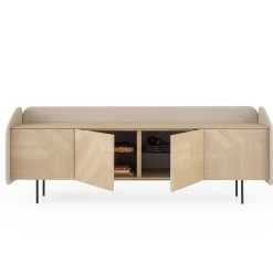 Credenza INTARSIO laccata marmorino con scocca in rovere naturale intarsiata a mano*Morica Design New