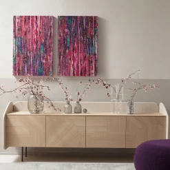 Credenza INTARSIO laccata marmorino con scocca in rovere naturale intarsiata a mano*Morica Design New