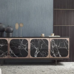 Credenza Margarette a 4 ante effetto marmo Breccia Imperiale*Morica Design Discount