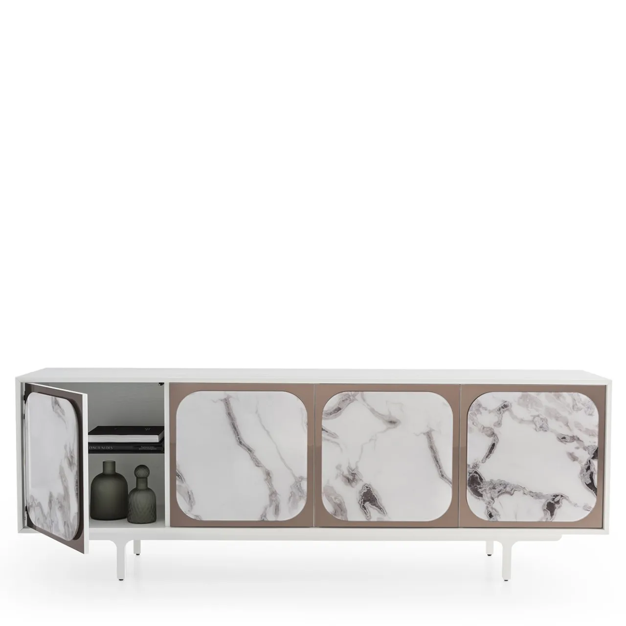 Credenza Margarette a 4 porte Trinity effetto marmo bianco*Morica Design Hot