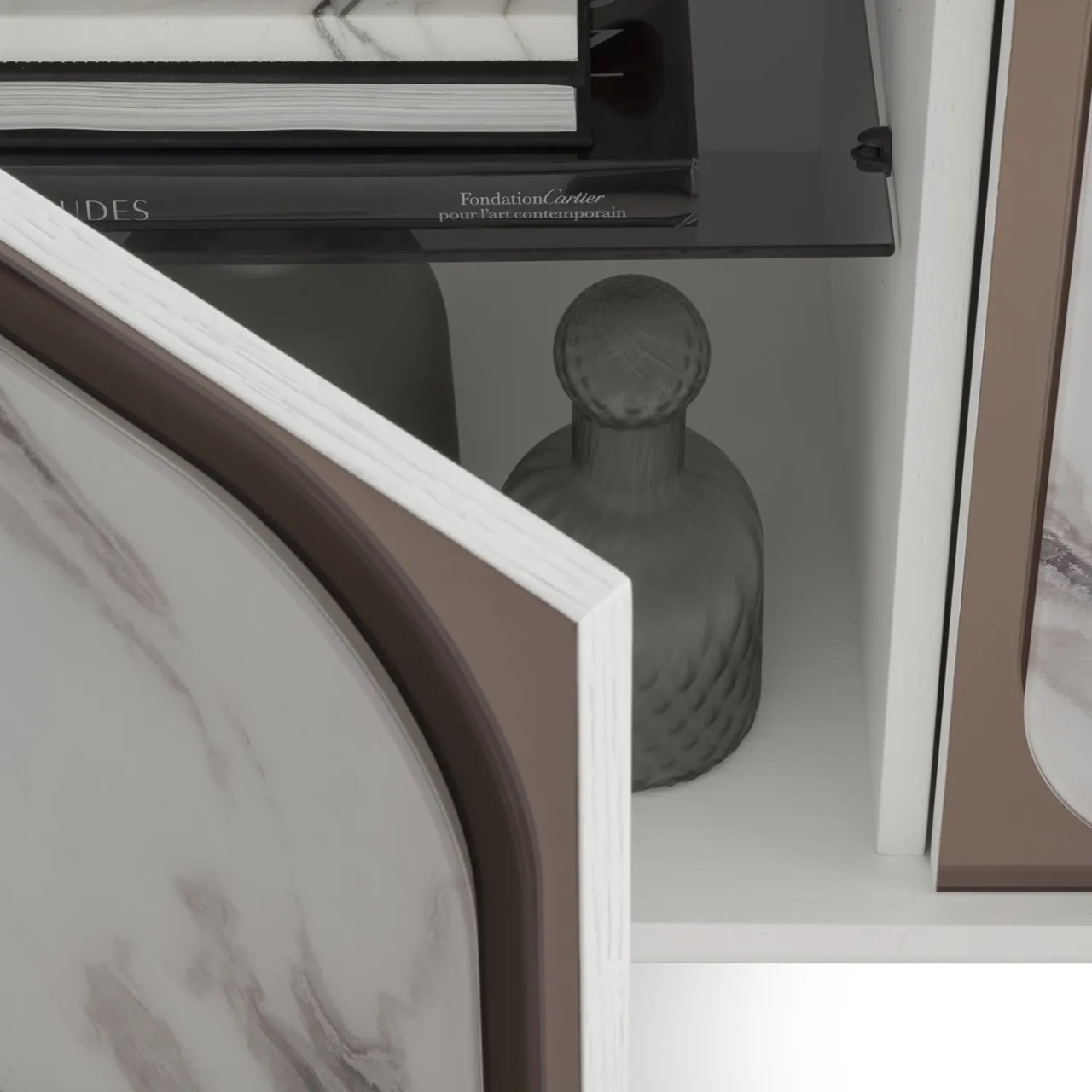 Credenza Margarette a 4 porte Trinity effetto marmo bianco*Morica Design Hot