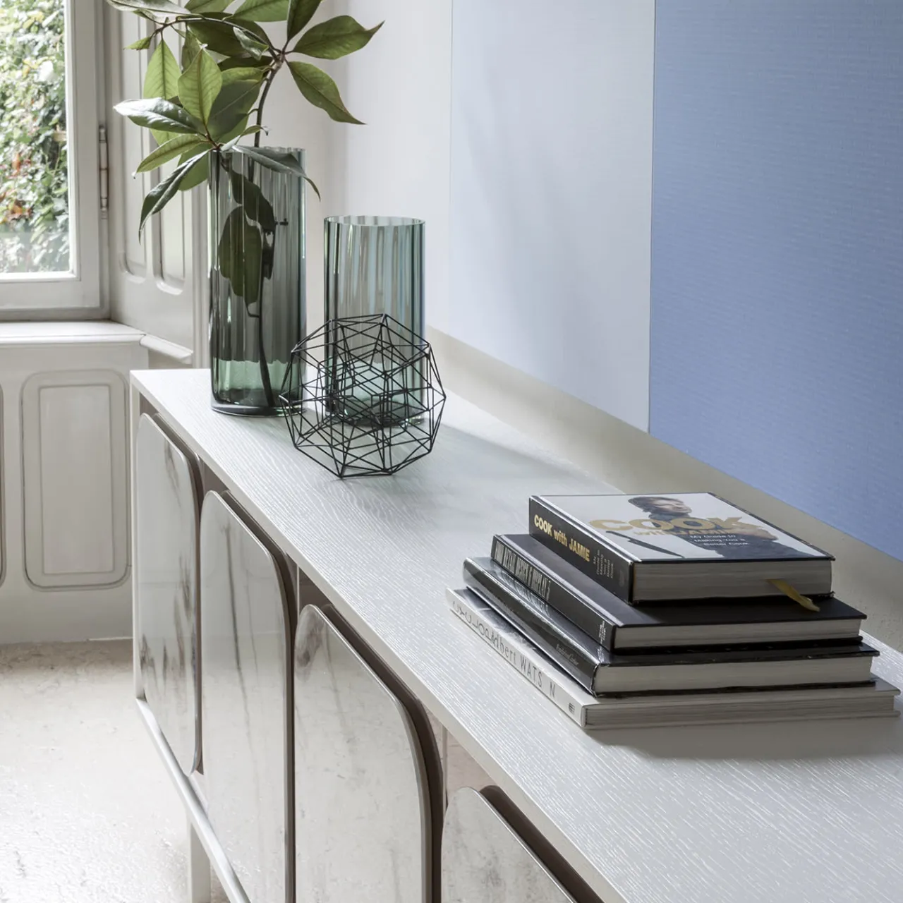 Credenza Margarette a 4 porte Trinity effetto marmo bianco*Morica Design Hot