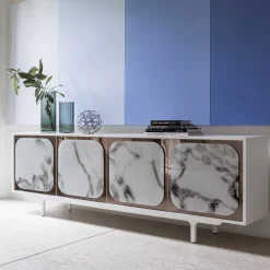 Credenza Margarette a 4 porte Trinity effetto marmo bianco*Morica Design Hot