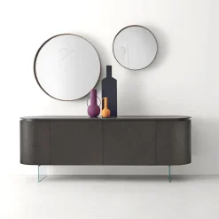 Credenza Opera in Noce Canaletto con Base in Vetro*Modesign New