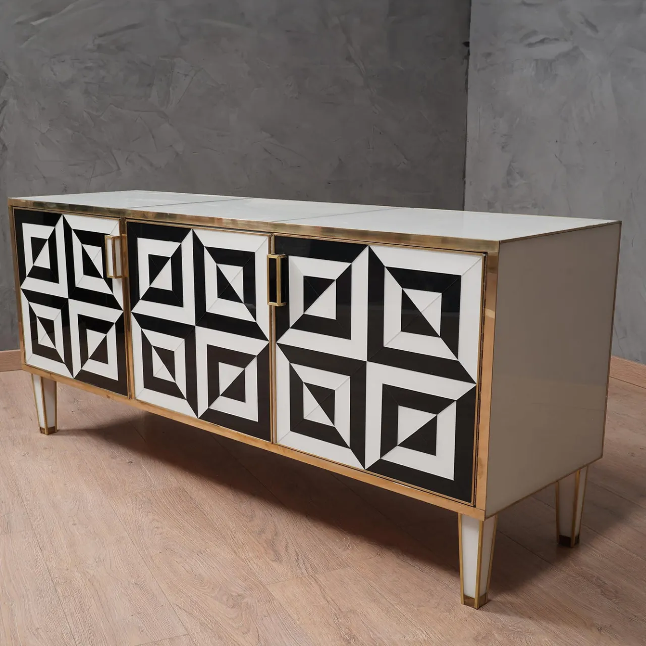 Credenza Optical in bianco e nero*Justfurnituress New