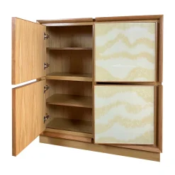 Credenza quadrata a 4 ante in vetro e rovere di Mascia Meccani*Meccani Design Outlet