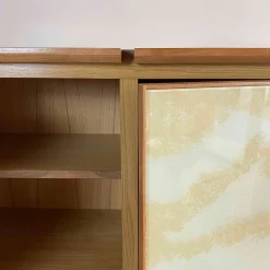 Credenza quadrata a 4 ante in vetro e rovere di Mascia Meccani*Meccani Design Outlet