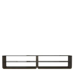 Credenza retro divano con piano in vetro fumé e ripiani*Morello Gianpaolo