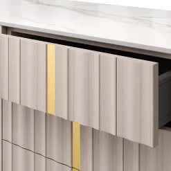 Credenza Solferino in noce Canaletto Concrete top Gres Calacatta ante laccato piombo*Arcari Arredamenti Hot