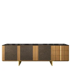 Credenza Solferino in noce naturale piano Laminam Gres Noir ante Carbalho*Arcari Arredamenti Outlet