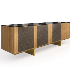 Credenza Solferino in noce naturale piano Laminam Gres Noir ante Carbalho*Arcari Arredamenti Outlet