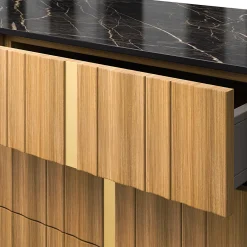 Credenza Solferino in noce naturale piano Laminam Gres Noir ante Carbalho*Arcari Arredamenti Outlet