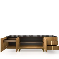 Credenza Solferino in noce naturale piano Laminam Gres Noir ante Carbalho*Arcari Arredamenti Outlet