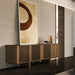 Credenza Solferino in noce naturale piano Laminam Gres Noir ante Carbalho*Arcari Arredamenti Outlet