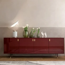 Credenza Universe a 4 porte rosso marsala*Morica Design New