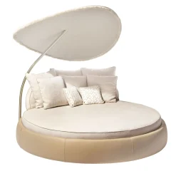 Daybed da esterno Siesta rotondo in tessuto beige con parasole*Visionnaire Sale