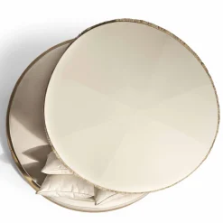 Daybed da esterno Siesta rotondo in tessuto beige con parasole*Visionnaire Sale