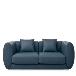 Divano 2 Posti Soffio in Pelle Blu*Franco Bianchini New