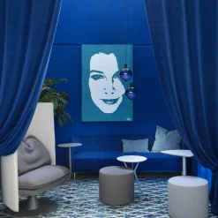 Divano a 3 posti in velluto blu Pergy*Sitia New