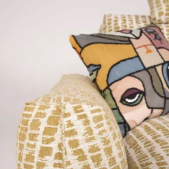 Divano Boboli in Tessuto Giallo e Bianco a Mosaico*Mantellassi 1926 Hot