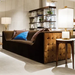 Divano Capitonné in velluto mohair e pelle scamosciata*Provasi Hot