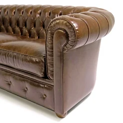 Divano Chesterfield pelle marrone muschio*Mantellassi 1926 Discount