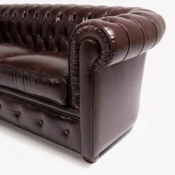 Divano Chesterfield pelle marrone mogano*Mantellassi 1926 New