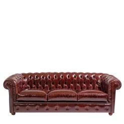 Divano Chesterfield pelle rosso rubino*Mantellassi 1926