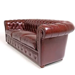Divano Chesterfield pelle rosso rubino*Mantellassi 1926