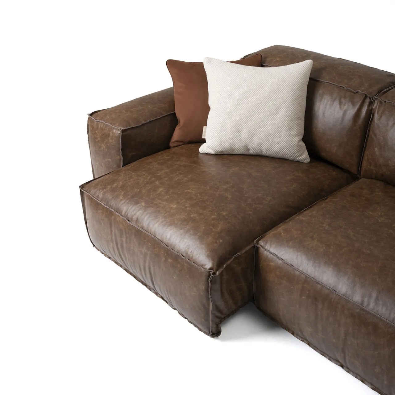 Divano componibile Placido pelle marrone*Mantellassi 1926 Discount