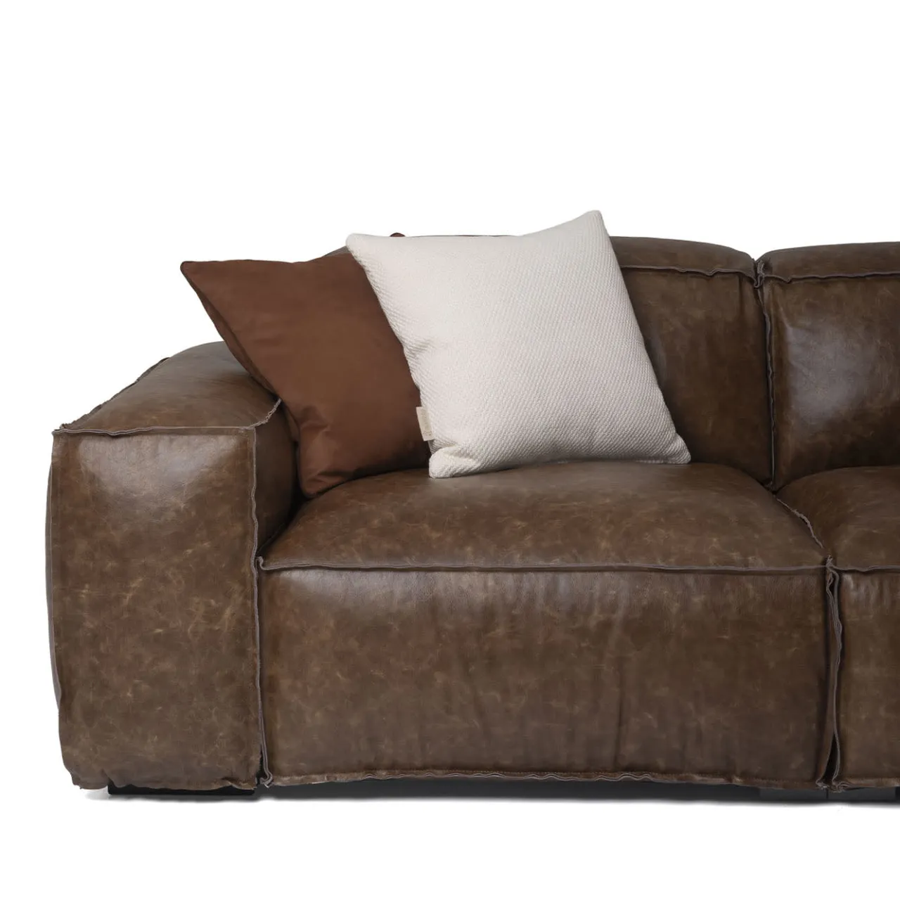 Divano componibile Placido pelle marrone*Mantellassi 1926 Discount