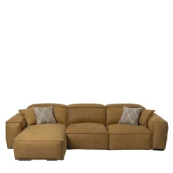 Divano componibile Placido con chaise longue pelle giallo ocra*Mantellassi 1926 Clearance