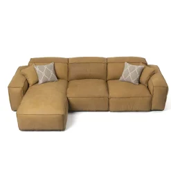 Divano componibile Placido con chaise longue pelle giallo ocra*Mantellassi 1926 Clearance