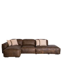 Divano componibile Placido con chaise longue e Free Side in pelle marrone*Mantellassi 1926 Hot