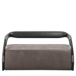 Divano con telaio in legno e pelle grigia*Durame Online