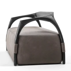 Divano con telaio in legno e pelle grigia*Durame Online