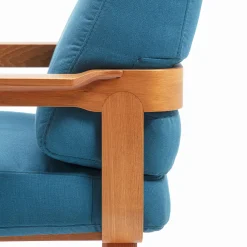 Divano da esterno curvo in teak e tessuto blu*Gaffuri Hot