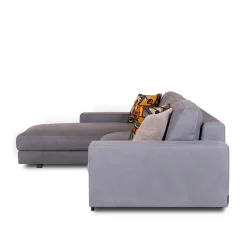 Divano Glam con chaise longue pelle azzurra*Mantellassi 1926 Clearance