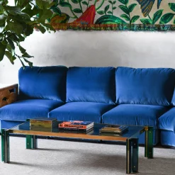 Divano in Velluto Blu a 4 Moduli*Molto Collectibles New