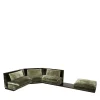 Divano Modulare a L con Pouf in Velluto Verde "Platea" di Storagemilano*Fratelli Boffi Clearance