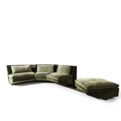 Divano Modulare a L con Pouf in Velluto Verde "Platea" di Storagemilano*Fratelli Boffi Clearance