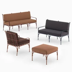 Divano Nottambula a 3 posti in ferro battuto marrone*Dante Negro New